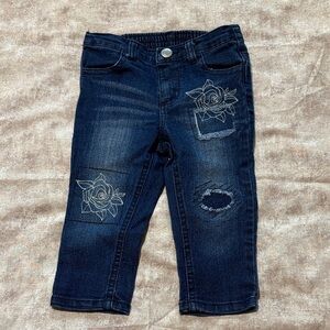 Koala Kids Navy Jeans with Embroidered Floral Accents